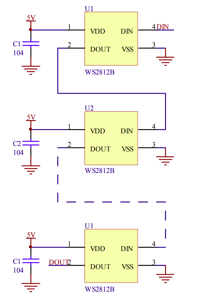 WS2812 LED Circuit - Daisy Chain